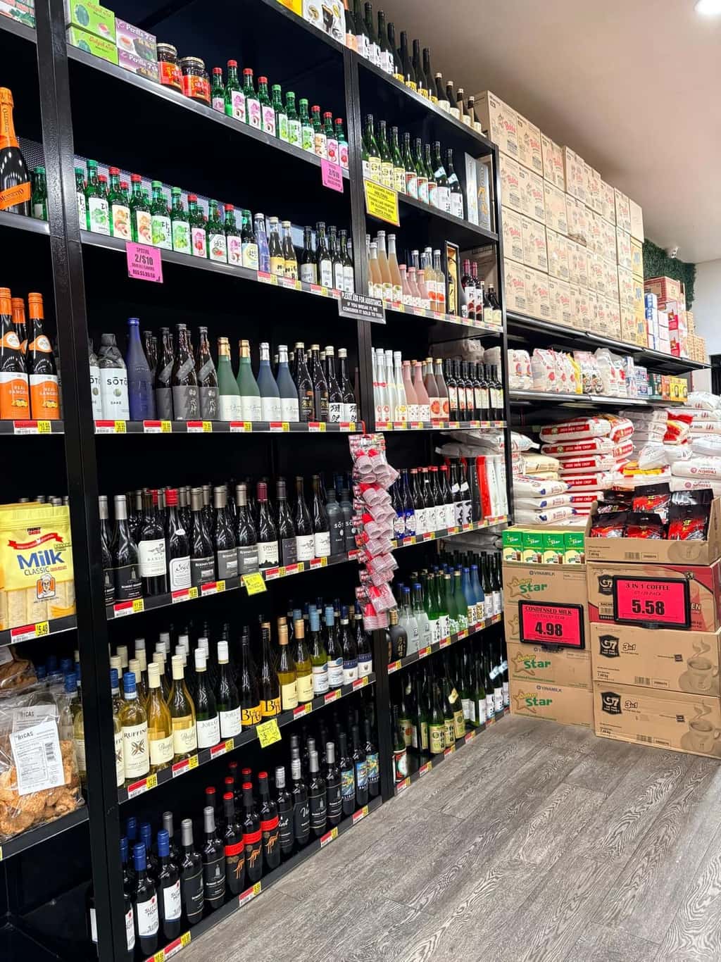 Selection of sake and wine